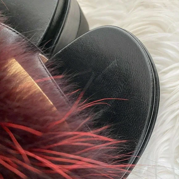 Sergio Rossi Fur Platform Wedge Slingback Sandal - Picture 5 of 12